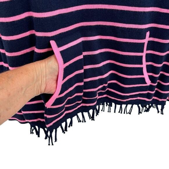 Lilly Pulitzer Crestwood Fringe Pullover Sweater Top Pink/Blue Stripe Small - Picture 7 of 10